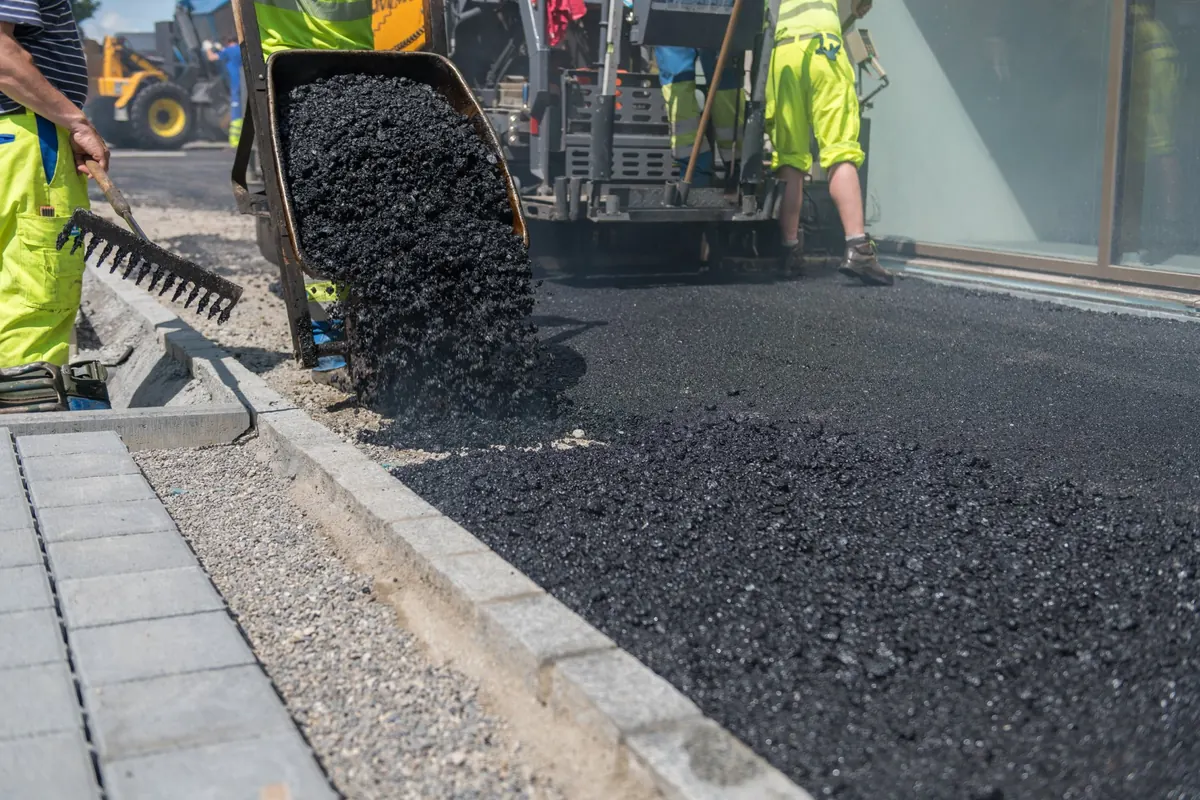 Fresh tarmac being laid
