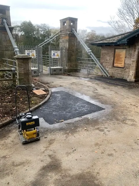 Welch Surfacing team carrying out road repairs on site